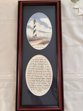 Cape Hatteras Lighthouse Framed Art Print NC Outer Banks. 15 1/2 x 6 1/4.